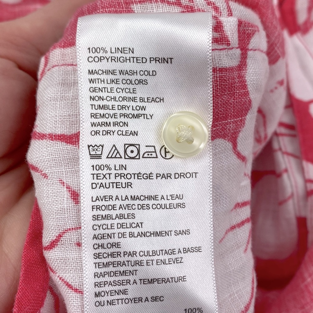 Gently used Tommy Bahama Pink and White Floral Button Down Shirt - Picture 6 of 7